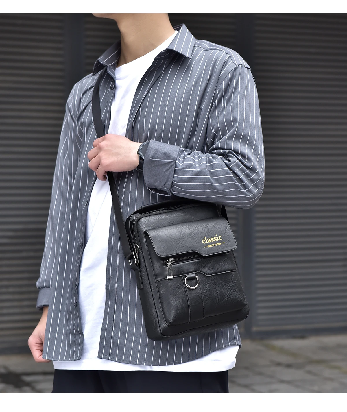 2024 New Luxury Brand Men Crossbody Bag Leather Shoulder Bag For Men Handbags Brown Business Large Capacity Messenger Side Bags