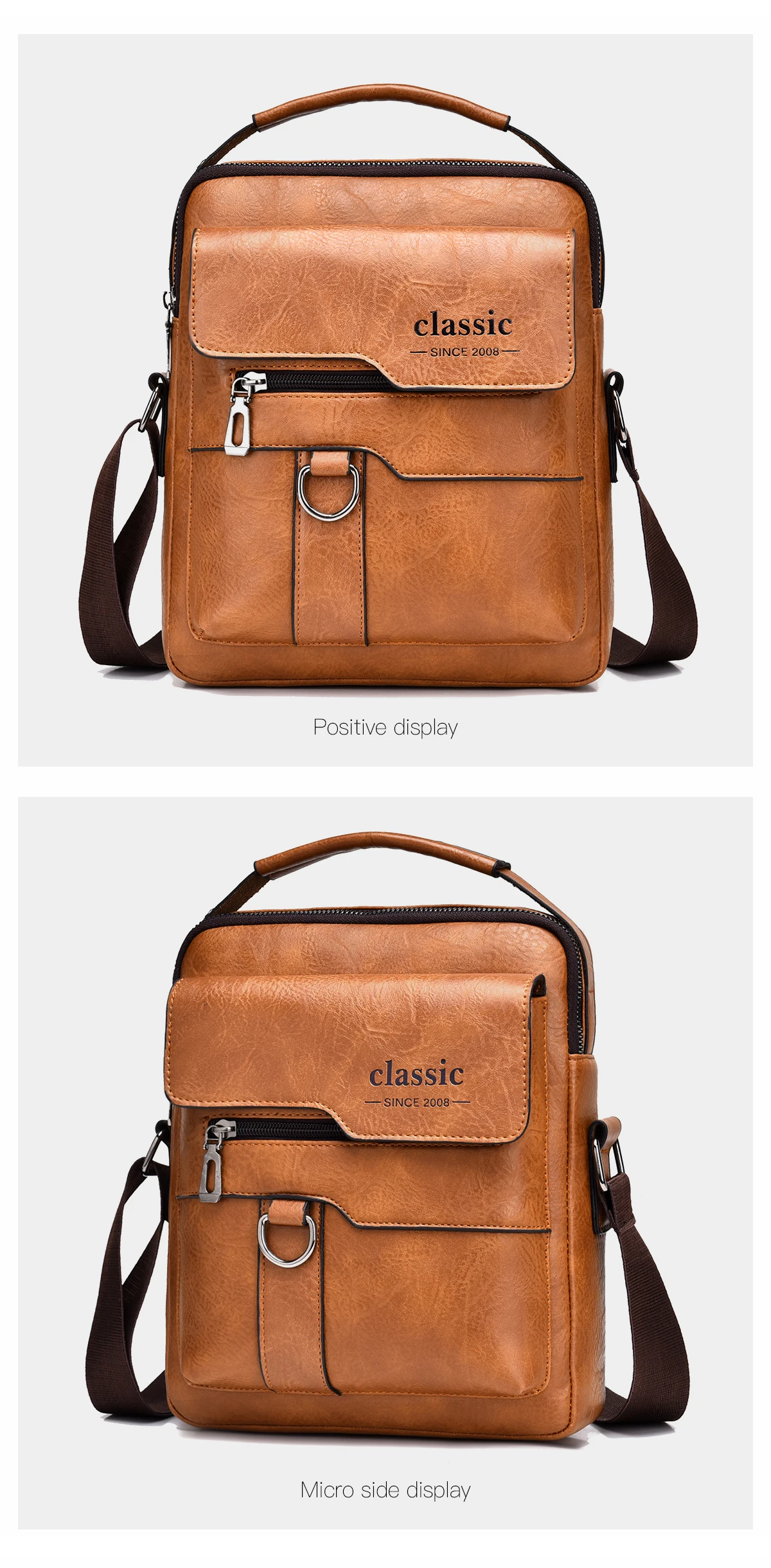 2024 New Luxury Brand Men Crossbody Bag Leather Shoulder Bag For Men Handbags Brown Business Large Capacity Messenger Side Bags