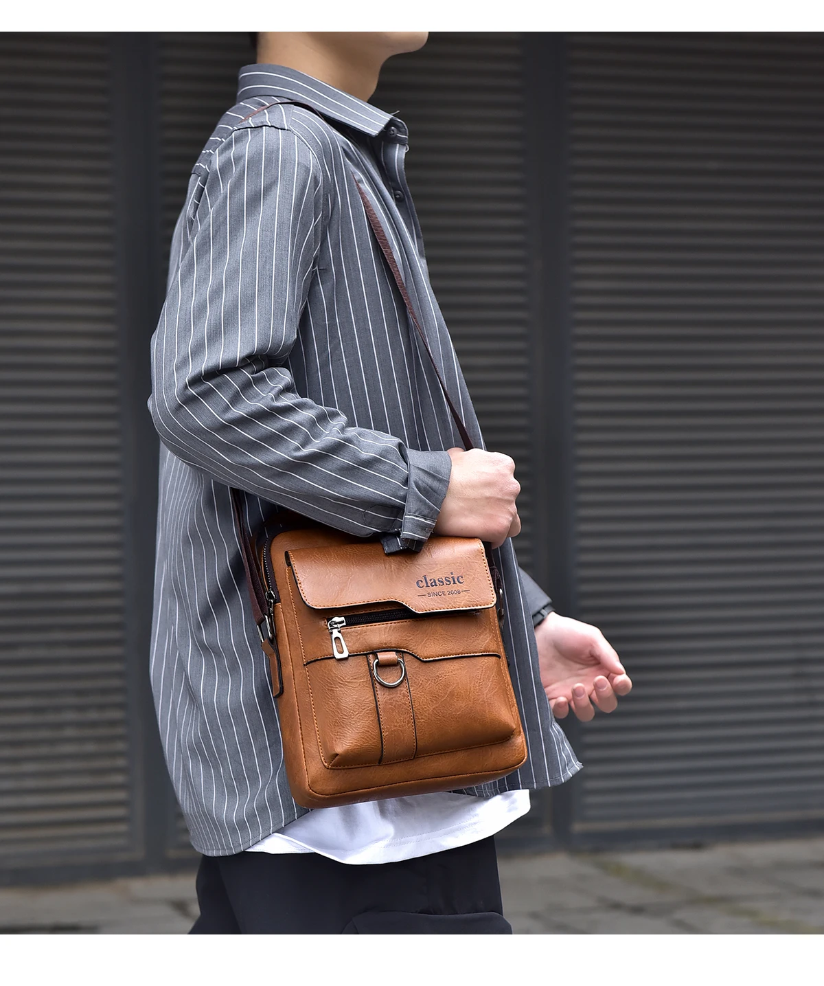 2024 New Luxury Brand Men Crossbody Bag Leather Shoulder Bag For Men Handbags Brown Business Large Capacity Messenger Side Bags
