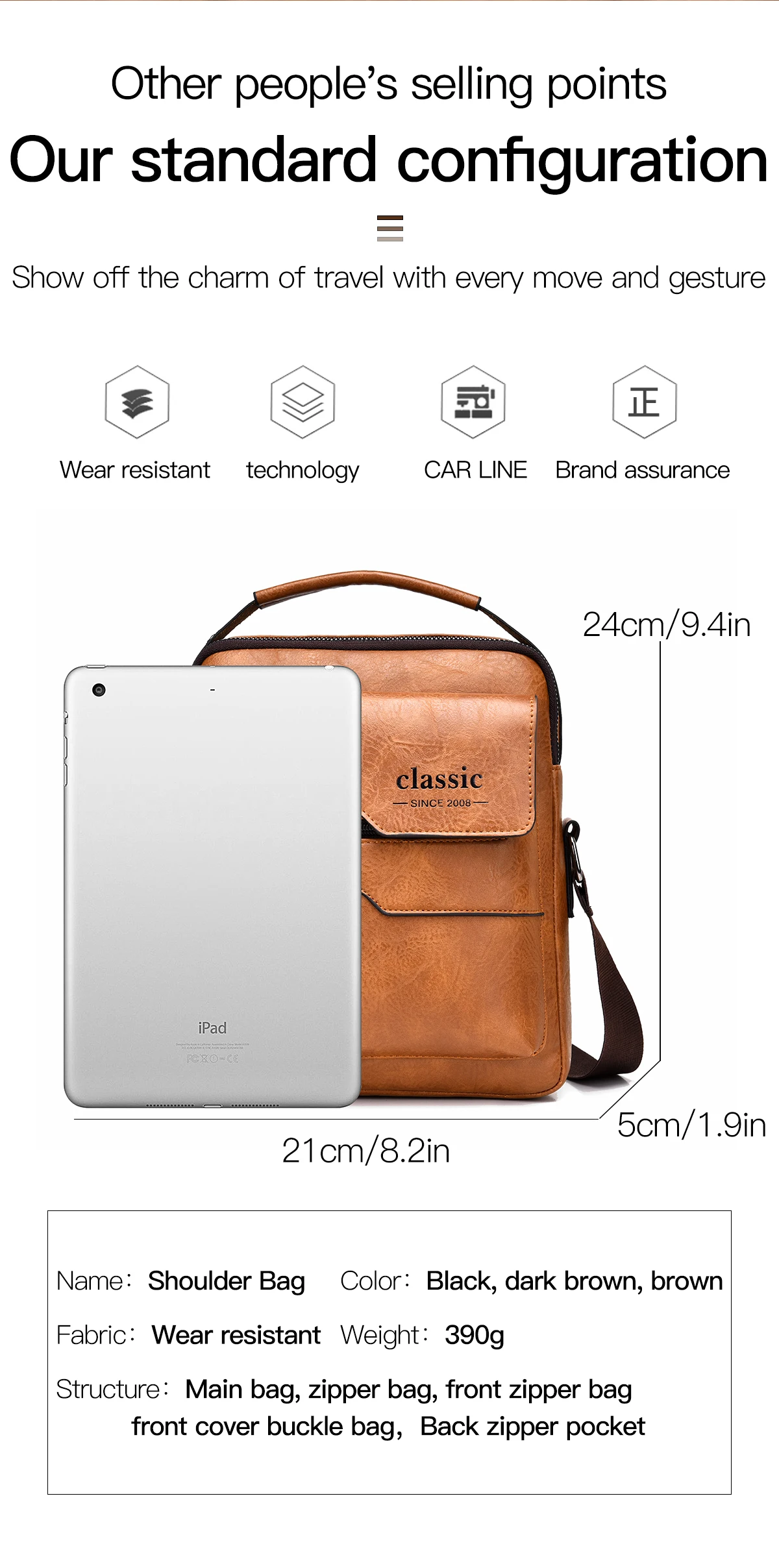2024 New Luxury Brand Men Crossbody Bag Leather Shoulder Bag For Men Handbags Brown Business Large Capacity Messenger Side Bags