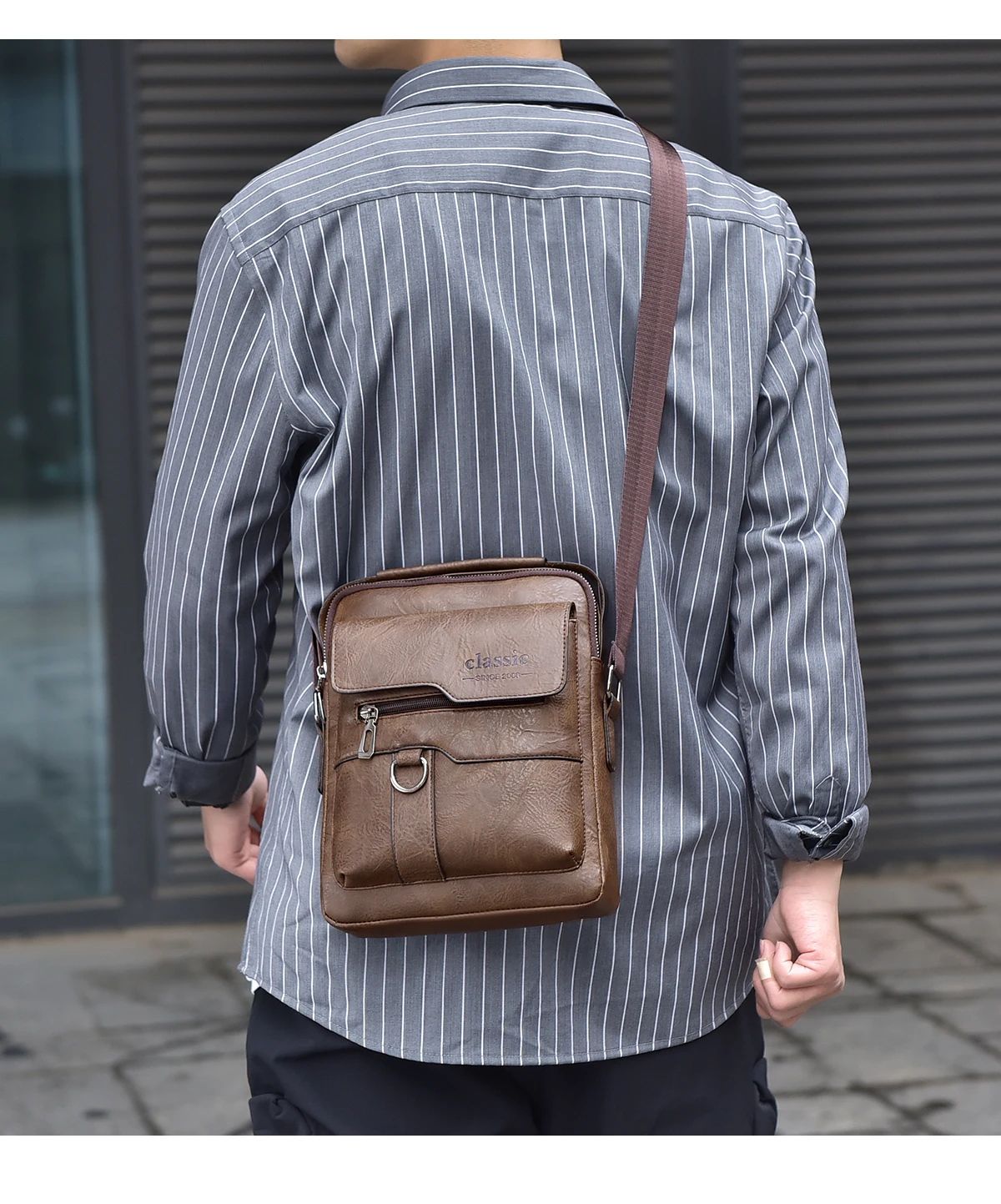 2024 New Luxury Brand Men Crossbody Bag Leather Shoulder Bag For Men Handbags Brown Business Large Capacity Messenger Side Bags