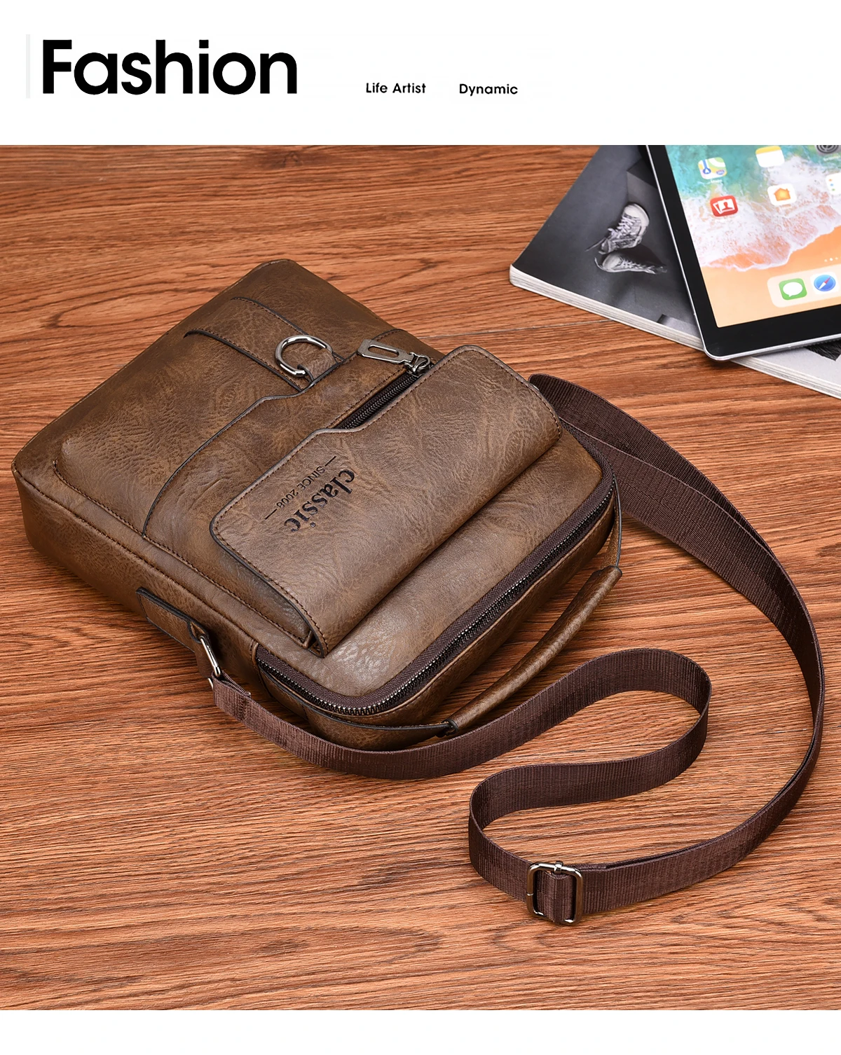 2024 New Luxury Brand Men Crossbody Bag Leather Shoulder Bag For Men Handbags Brown Business Large Capacity Messenger Side Bags
