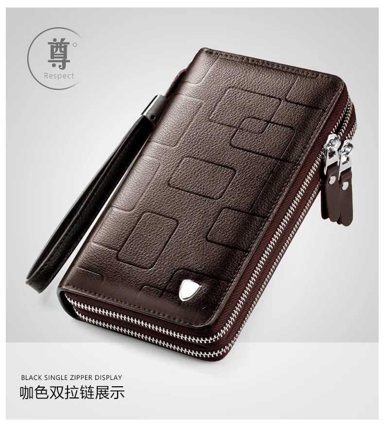 Genuine Leather Wallets for Men 2026 Long Zipper Wristlet Clutch Phone Bag Business Card Holder Wallet Brand Murse Coin Purse