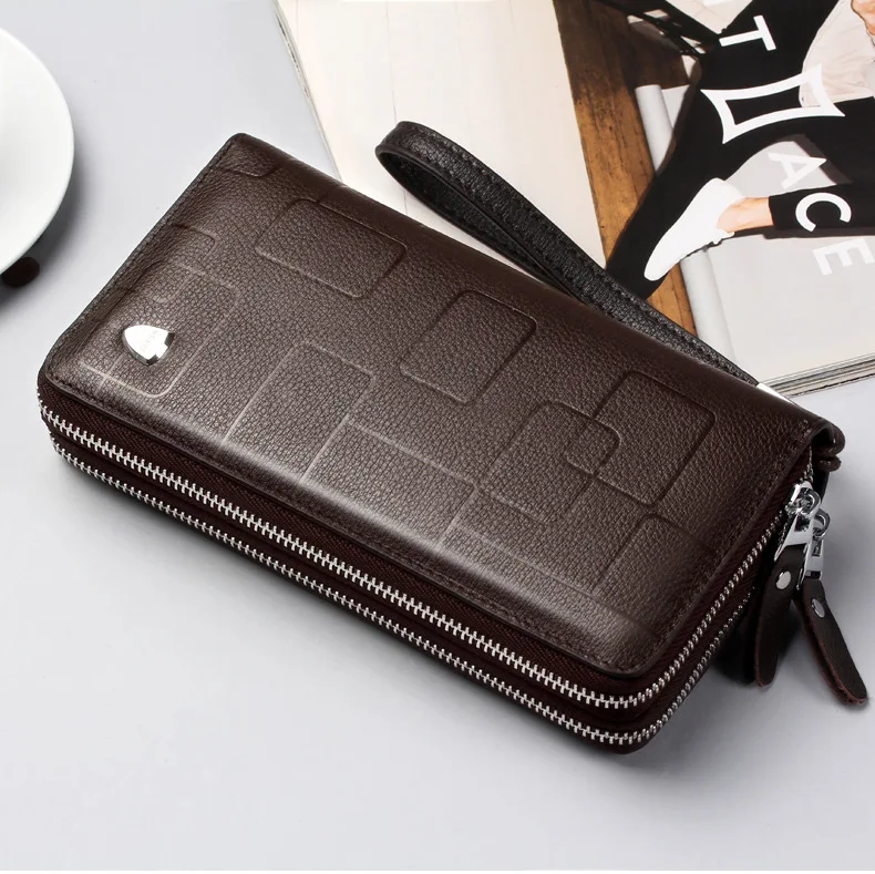 Genuine Leather Wallets for Men 2026 Long Zipper Wristlet Clutch Phone Bag Business Card Holder Wallet Brand Murse Coin Purse