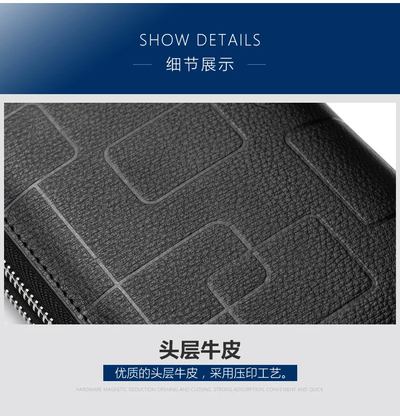 Genuine Leather Wallets for Men 2026 Long Zipper Wristlet Clutch Phone Bag Business Card Holder Wallet Brand Murse Coin Purse