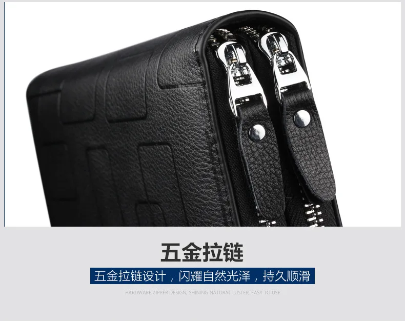 Genuine Leather Wallets for Men 2026 Long Zipper Wristlet Clutch Phone Bag Business Card Holder Wallet Brand Murse Coin Purse