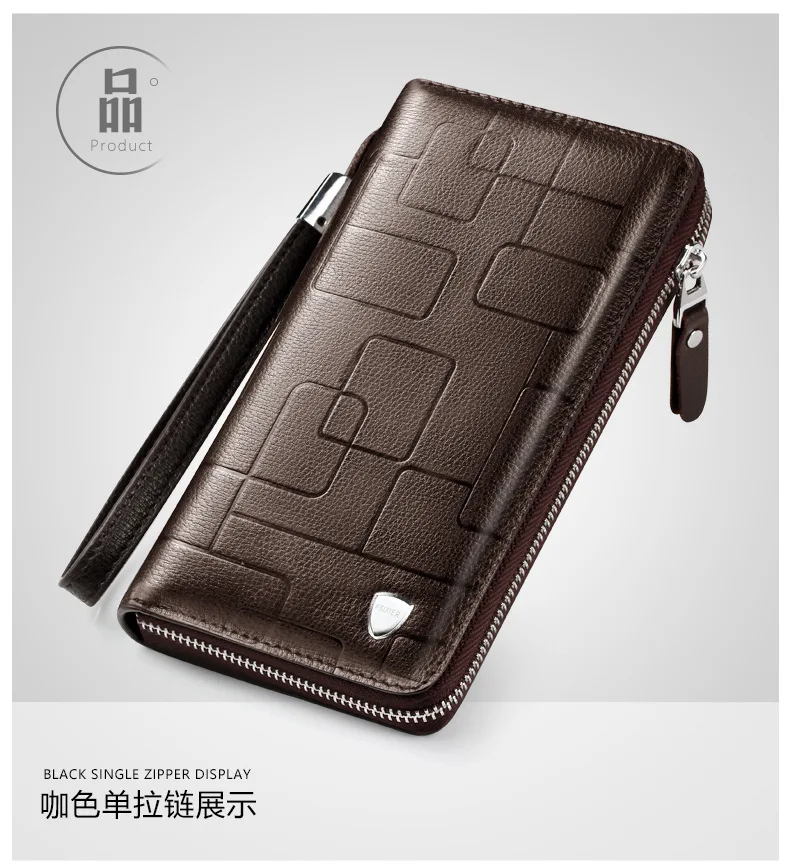 Genuine Leather Wallets for Men 2026 Long Zipper Wristlet Clutch Phone Bag Business Card Holder Wallet Brand Murse Coin Purse