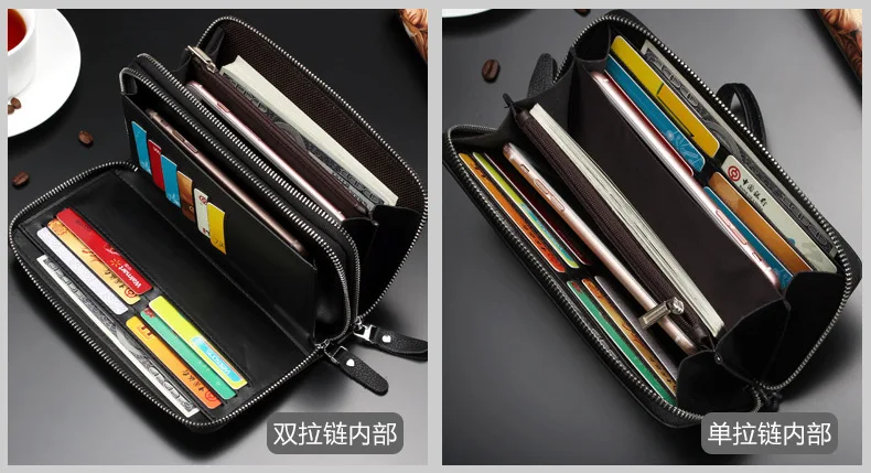 Genuine Leather Wallets for Men 2026 Long Zipper Wristlet Clutch Phone Bag Business Card Holder Wallet Brand Murse Coin Purse