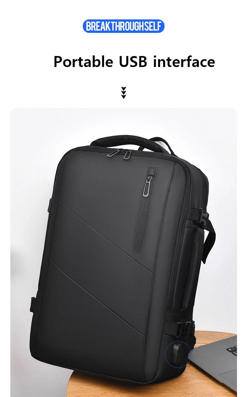Weixier 16 Inch Large-capacity Men's High-end Backpack Computer Bag High-end Business Bag Expandable Backpack Witch USB