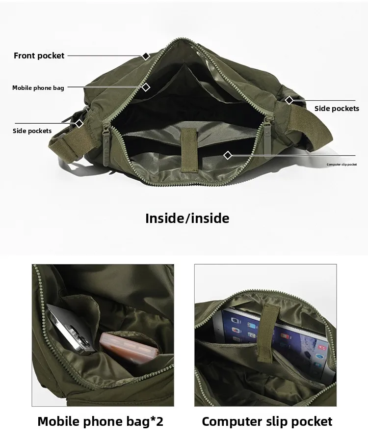 Top Quality Thickened Leisure Crossbody Bag Single Shoulder Bag Large Capacity Laptop Bag Multi Pocket Sports Bag for Men Women