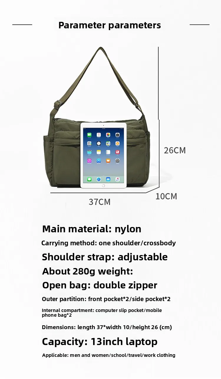 Top Quality Thickened Leisure Crossbody Bag Single Shoulder Bag Large Capacity Laptop Bag Multi Pocket Sports Bag for Men Women