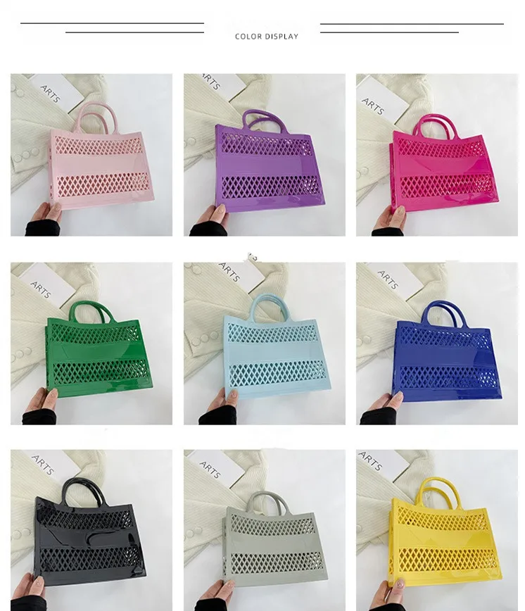 2025 New Large Beach Bag PVC Rubber Waterproof Beach Travel Picnic Storage Basket Women Shopping Handbags Sac Jelly Tote Bag Ins
