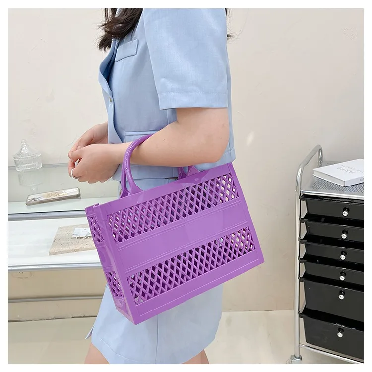 2025 New Large Beach Bag PVC Rubber Waterproof Beach Travel Picnic Storage Basket Women Shopping Handbags Sac Jelly Tote Bag Ins