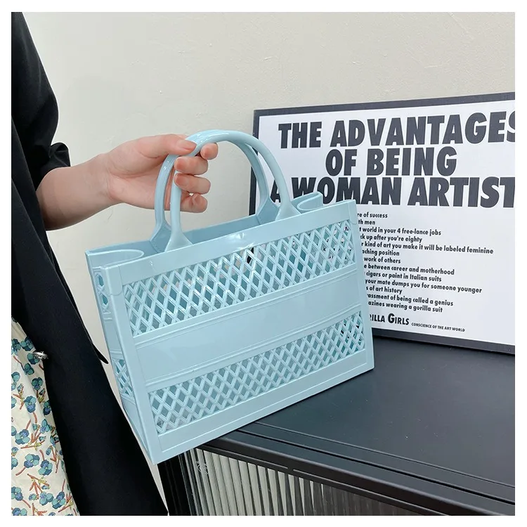 2025 New Large Beach Bag PVC Rubber Waterproof Beach Travel Picnic Storage Basket Women Shopping Handbags Sac Jelly Tote Bag Ins