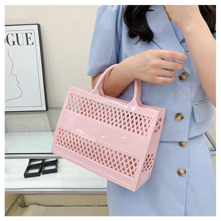 2025 New Large Beach Bag PVC Rubber Waterproof Beach Travel Picnic Storage Basket Women Shopping Handbags Sac Jelly Tote Bag Ins
