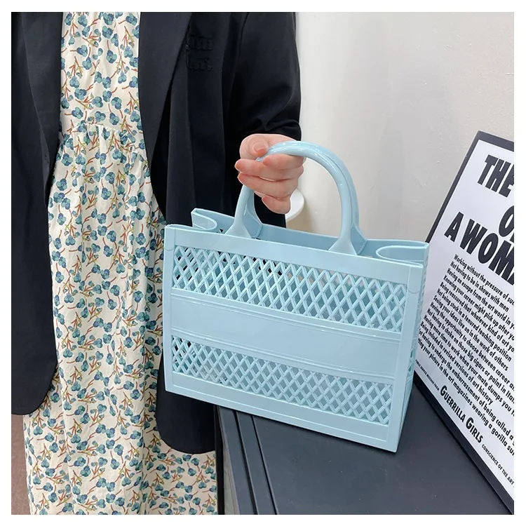 2025 New Large Beach Bag PVC Rubber Waterproof Beach Travel Picnic Storage Basket Women Shopping Handbags Sac Jelly Tote Bag Ins