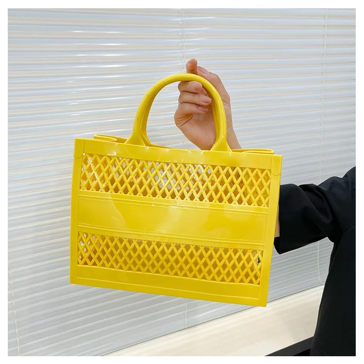 2025 New Large Beach Bag PVC Rubber Waterproof Beach Travel Picnic Storage Basket Women Shopping Handbags Sac Jelly Tote Bag Ins
