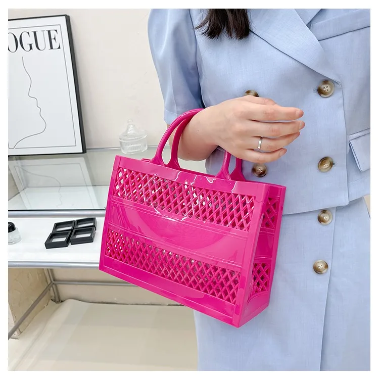 2025 New Large Beach Bag PVC Rubber Waterproof Beach Travel Picnic Storage Basket Women Shopping Handbags Sac Jelly Tote Bag Ins