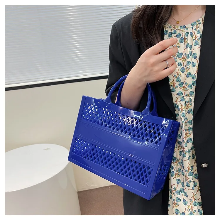 2025 New Large Beach Bag PVC Rubber Waterproof Beach Travel Picnic Storage Basket Women Shopping Handbags Sac Jelly Tote Bag Ins