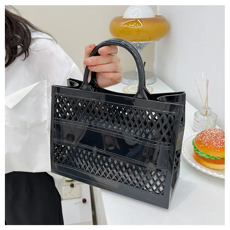2025 New Large Beach Bag PVC Rubber Waterproof Beach Travel Picnic Storage Basket Women Shopping Handbags Sac Jelly Tote Bag Ins