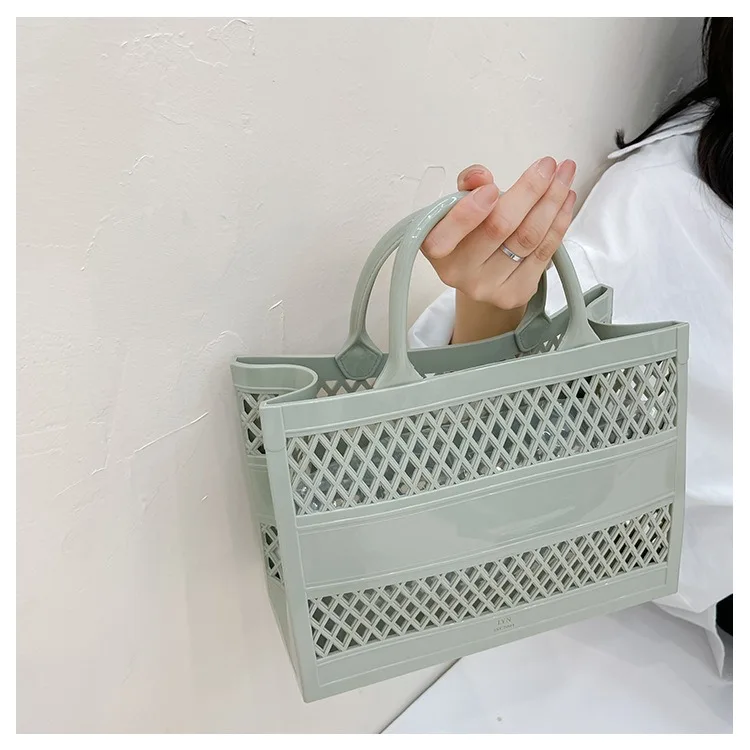 2025 New Large Beach Bag PVC Rubber Waterproof Beach Travel Picnic Storage Basket Women Shopping Handbags Sac Jelly Tote Bag Ins