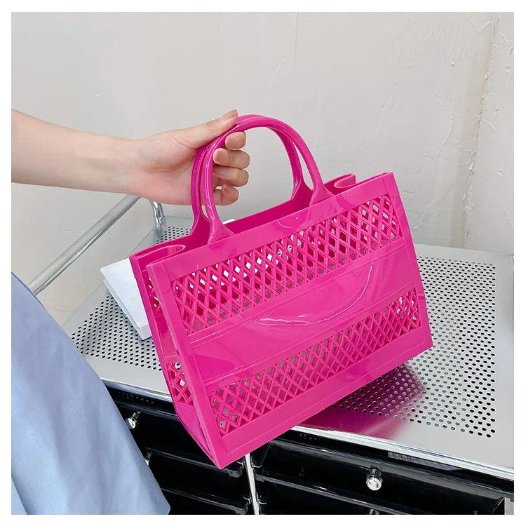 2025 New Large Beach Bag PVC Rubber Waterproof Beach Travel Picnic Storage Basket Women Shopping Handbags Sac Jelly Tote Bag Ins