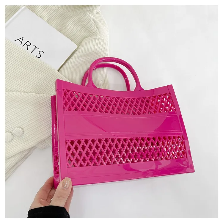 2025 New Large Beach Bag PVC Rubber Waterproof Beach Travel Picnic Storage Basket Women Shopping Handbags Sac Jelly Tote Bag Ins