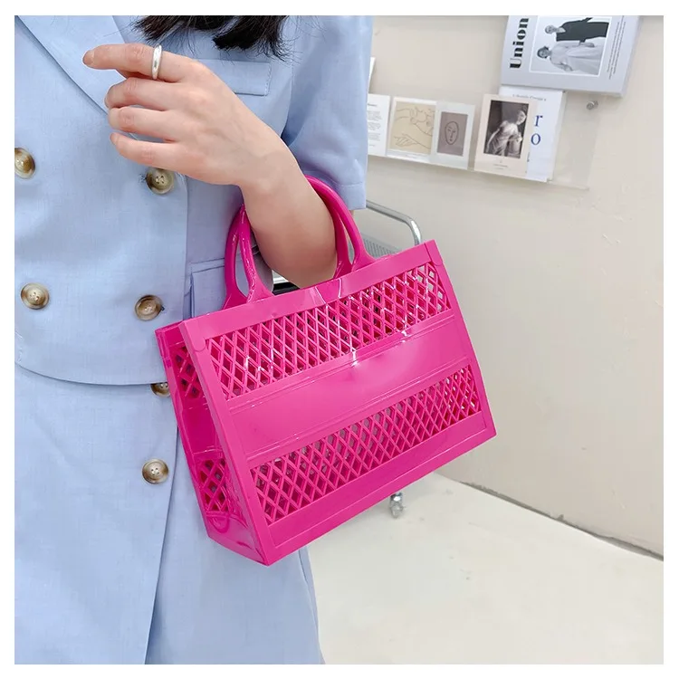 2025 New Large Beach Bag PVC Rubber Waterproof Beach Travel Picnic Storage Basket Women Shopping Handbags Sac Jelly Tote Bag Ins
