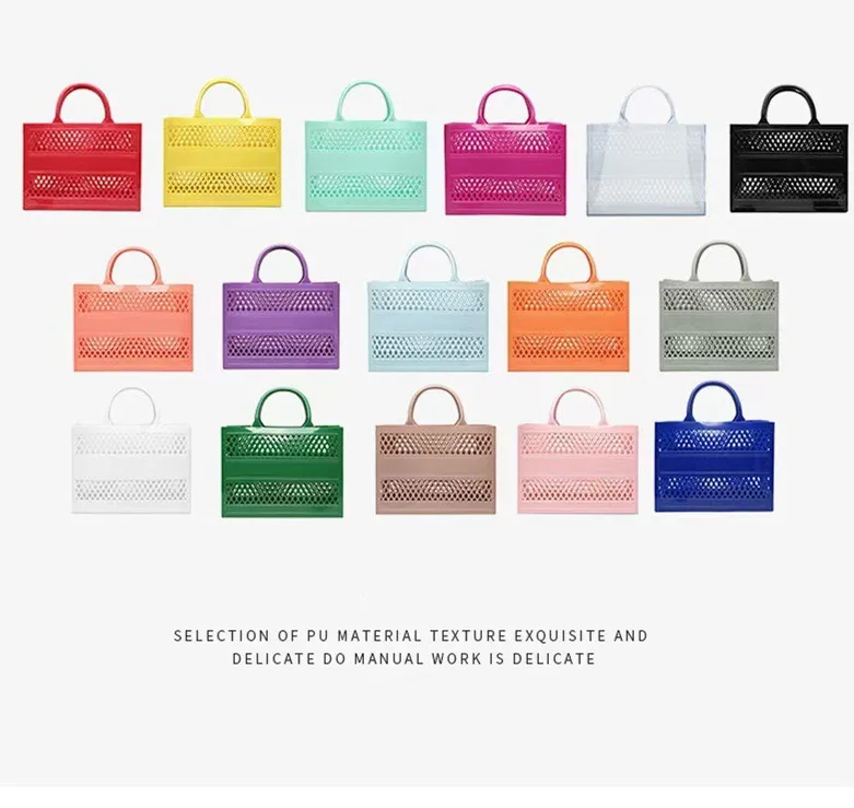 2025 New Large Beach Bag PVC Rubber Waterproof Beach Travel Picnic Storage Basket Women Shopping Handbags Sac Jelly Tote Bag Ins