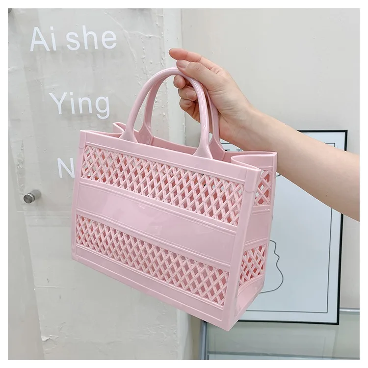 2025 New Large Beach Bag PVC Rubber Waterproof Beach Travel Picnic Storage Basket Women Shopping Handbags Sac Jelly Tote Bag Ins