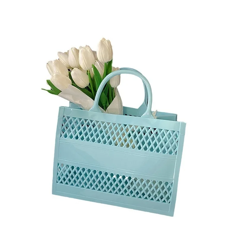 2025 New Large Beach Bag PVC Rubber Waterproof Beach Travel Picnic Storage Basket Women Shopping Handbags Sac Jelly Tote Bag Ins
