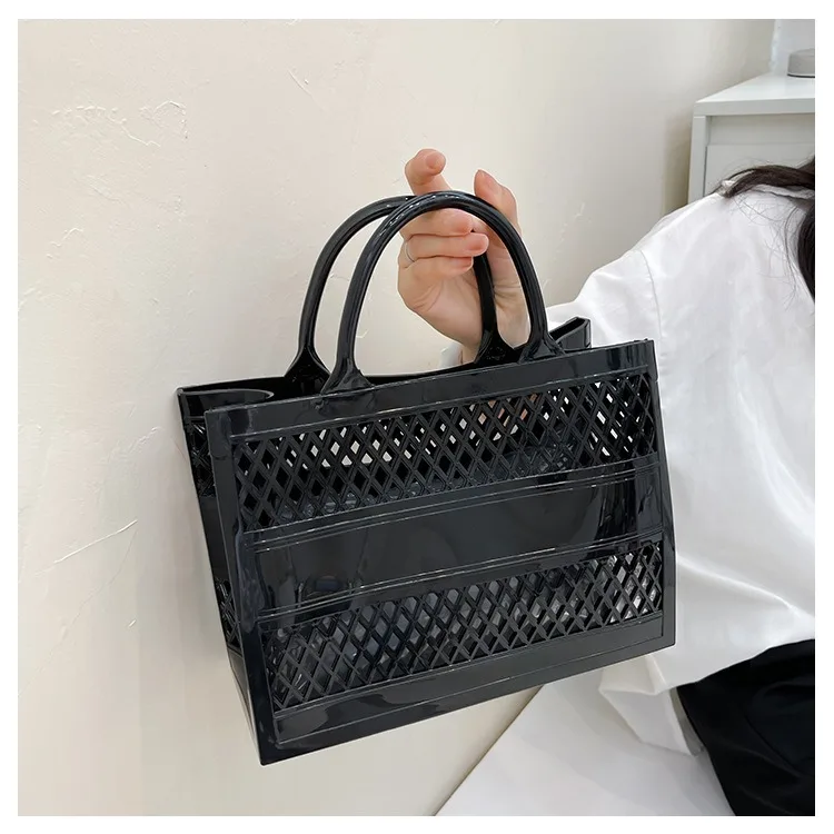 2025 New Large Beach Bag PVC Rubber Waterproof Beach Travel Picnic Storage Basket Women Shopping Handbags Sac Jelly Tote Bag Ins