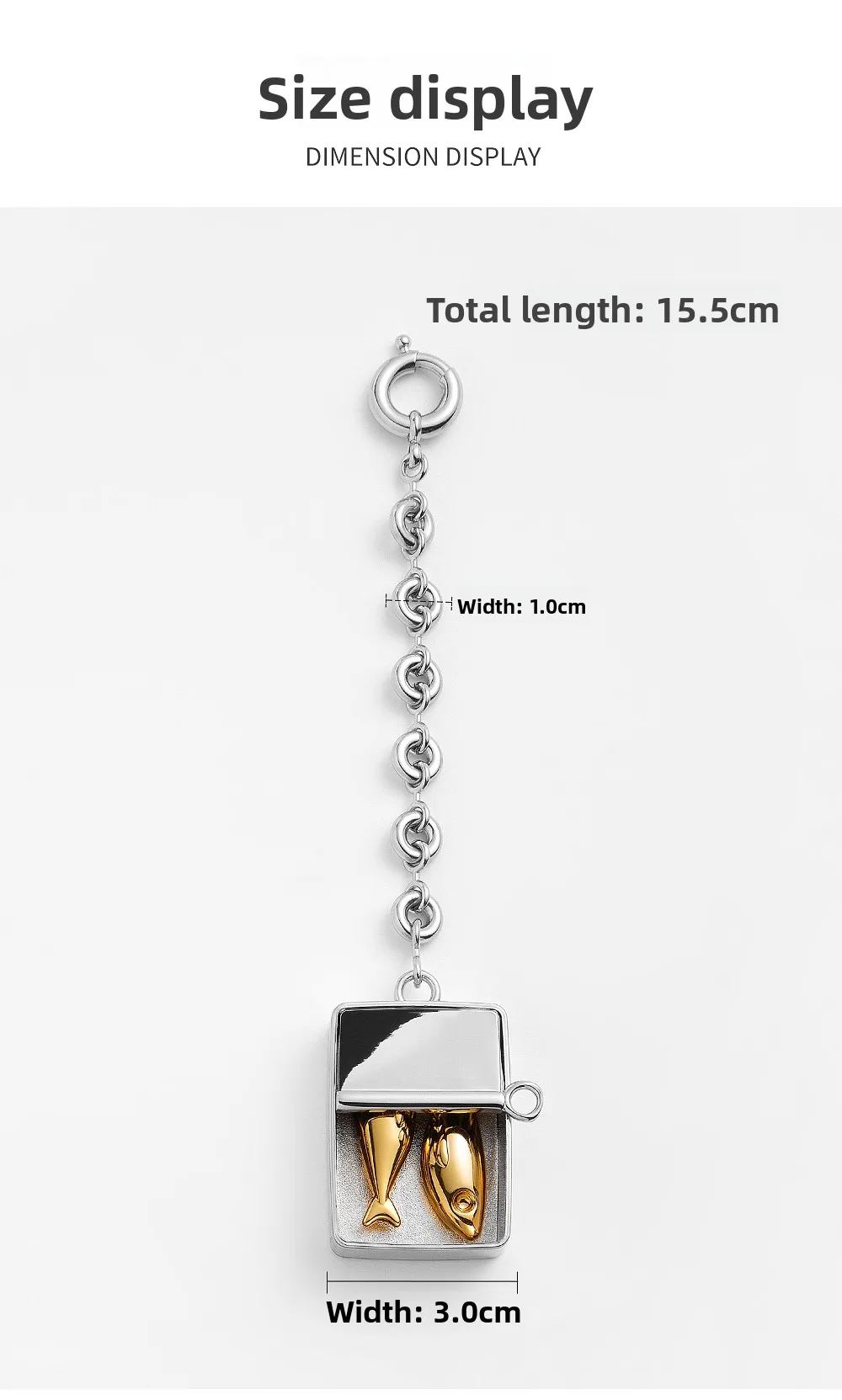 Silver Box Fish For Women Bag Keychain Gift Durable Fashion Highend Car Hanging Ornament Delicate Bag Accessories