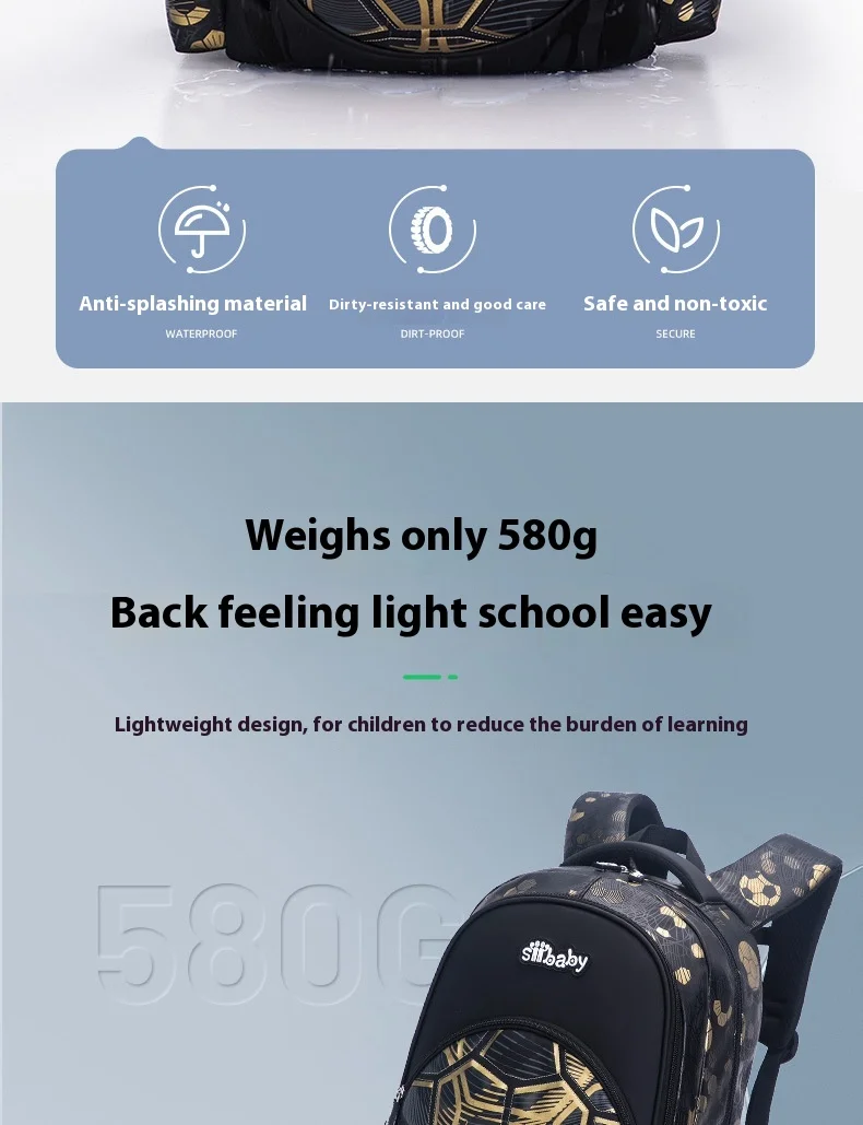 Football School Bags for Boys Shoulder Backpack Bagutte Children Spinal Protection Light Big Capacity Waterproof Backpack Kids