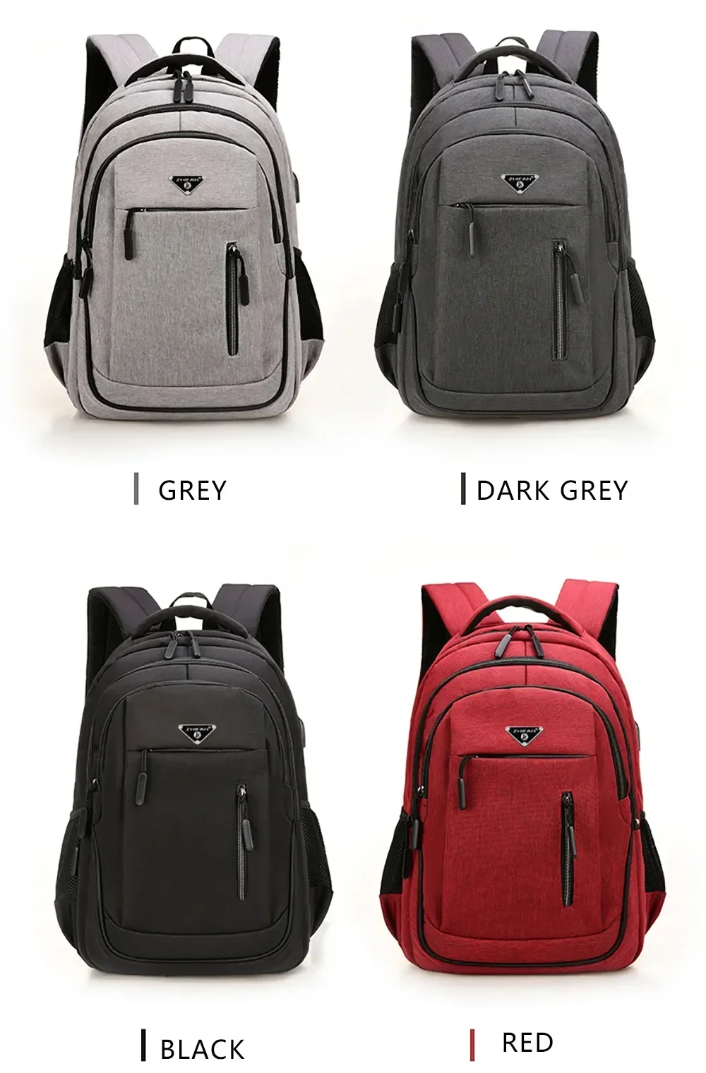 Large Capacity Backpack Men Laptop Backpacks 15.6 Oxford Black Solid High School Bags Teen College Boy Gril Student Backpack