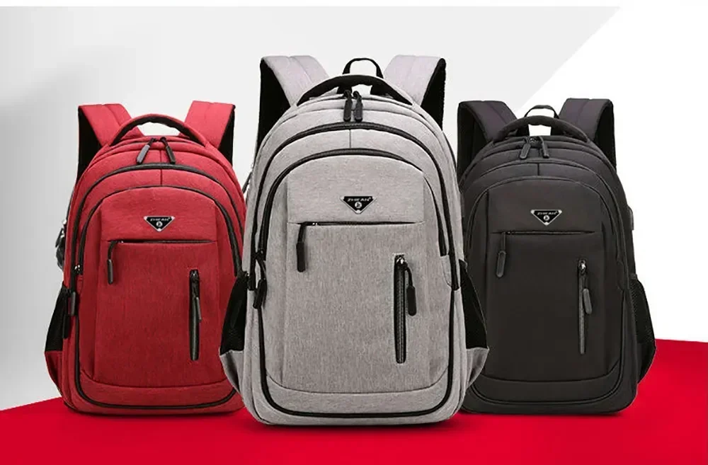 Large Capacity Backpack Men Laptop Backpacks 15.6 Oxford Black Solid High School Bags Teen College Boy Gril Student Backpack