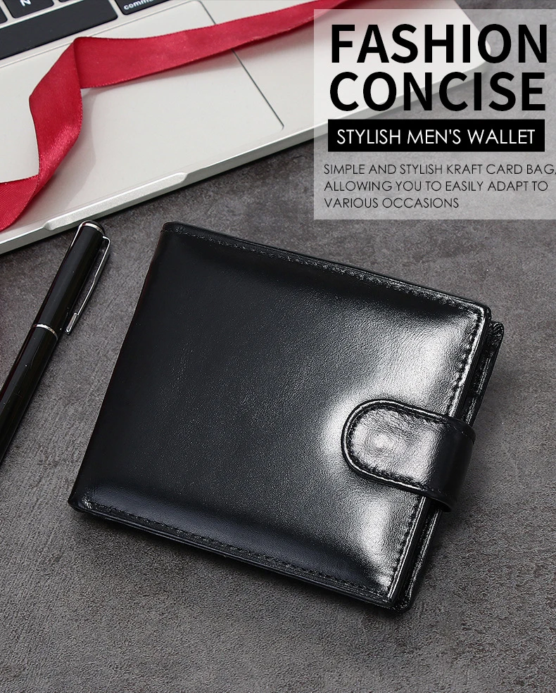 2026 New Men's Genuine Leather Wallet Top Layer Cowhide Short Horizontal Wallet Coin Pocket Card Holder