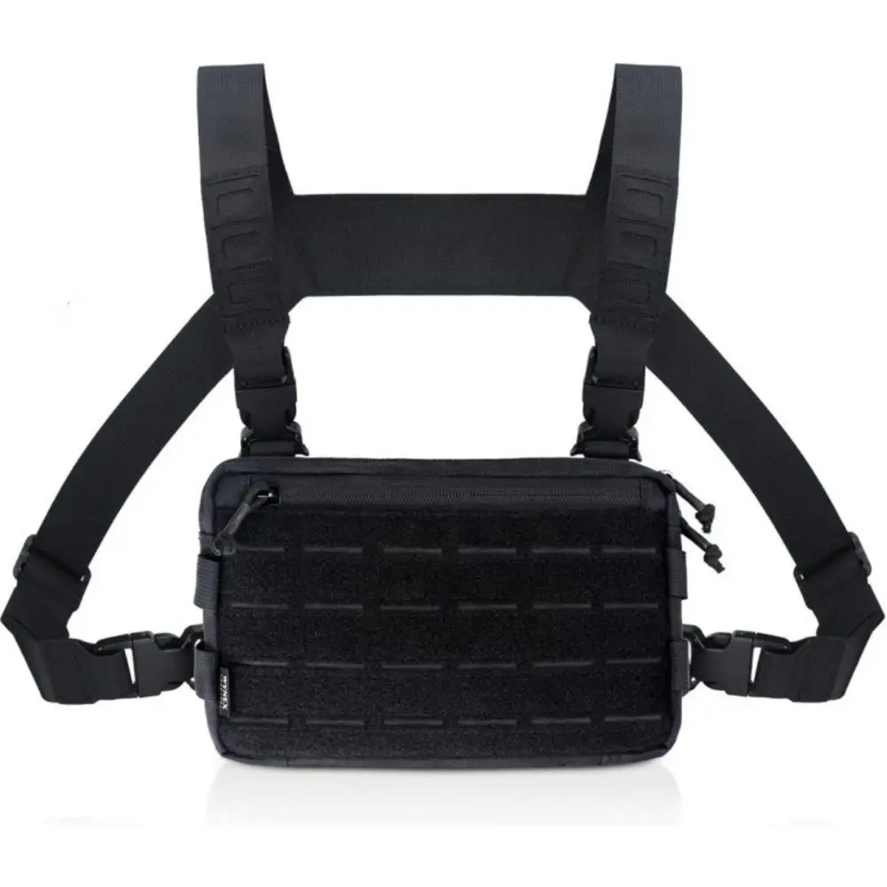 New 1000D Nylon Men Chest Bag Reflective Strips EDC Hip-hop Streetwear Backpack Multiple Pockets Nylon Chest Rig Bag Hiking