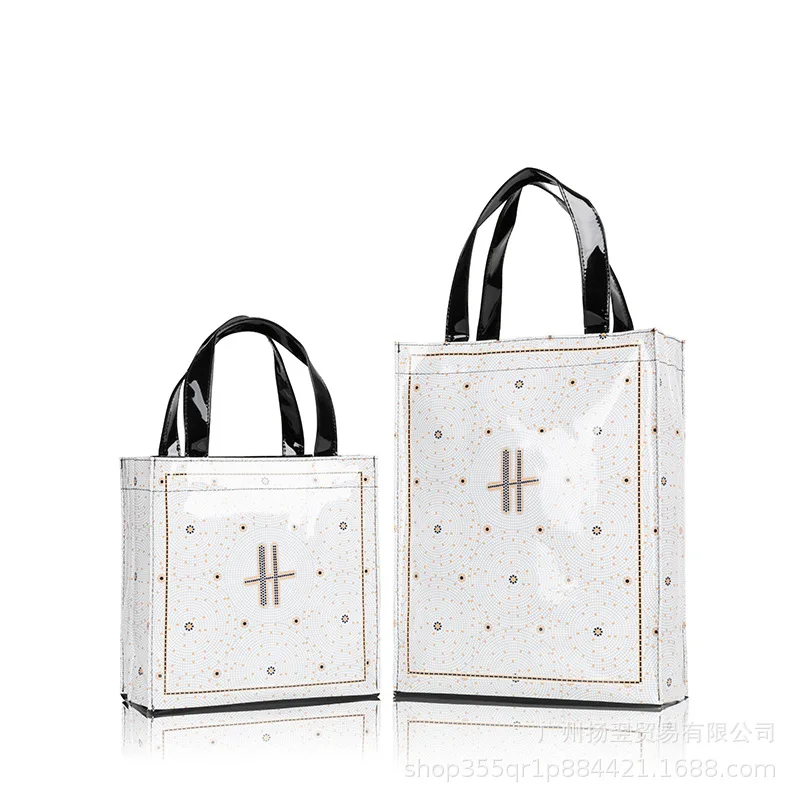 Shopping bag PVC tote bag small niche design waterproof tote bag eco-friendly versatile single shoulder bag lunch bag