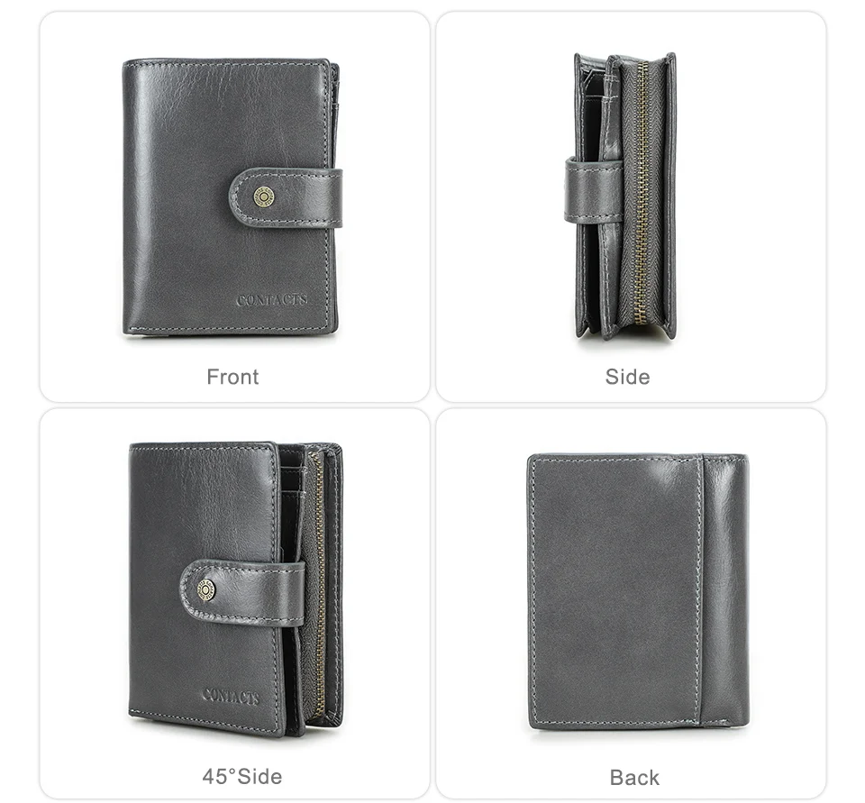 Contact'S Genuine Leather Wallets Women Men Wallet Short Small RFID Blocking Card Holder Wallets Ladies Red Coin Purse