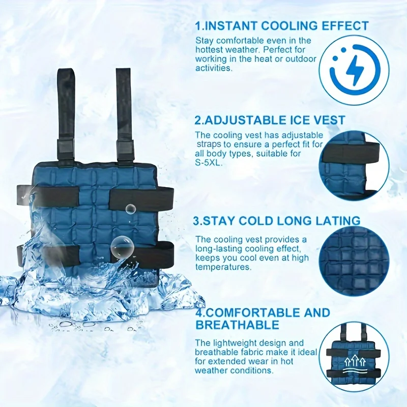 Summer Repeatable Self-absorbing Water Cooling Vests Ice Packs Physiotherapy Ice Compress Body Wrap for High Temperature Tools