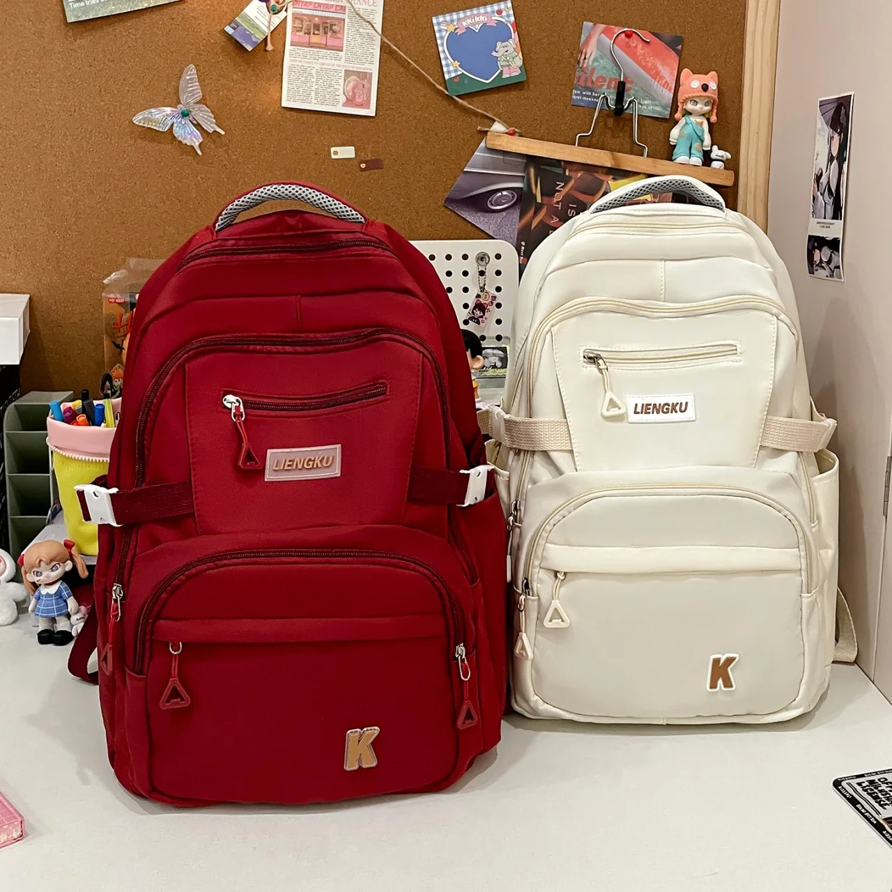 Simple and Stylish College Student Backpack Nylon Lightweight Large Capacity Computer Backpack School Commuting Travel Bag