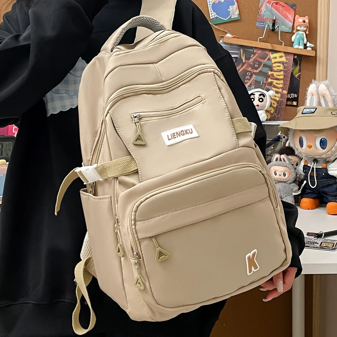 Simple and Stylish College Student Backpack Nylon Lightweight Large Capacity Computer Backpack School Commuting Travel Bag