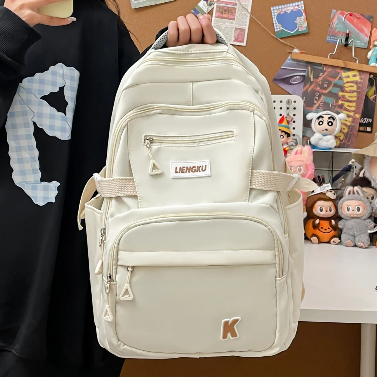 Simple and Stylish College Student Backpack Nylon Lightweight Large Capacity Computer Backpack School Commuting Travel Bag