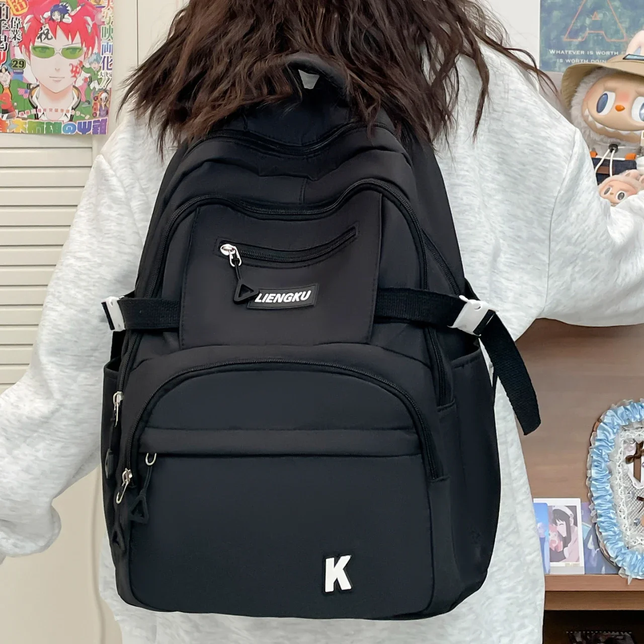 Simple and Stylish College Student Backpack Nylon Lightweight Large Capacity Computer Backpack School Commuting Travel Bag