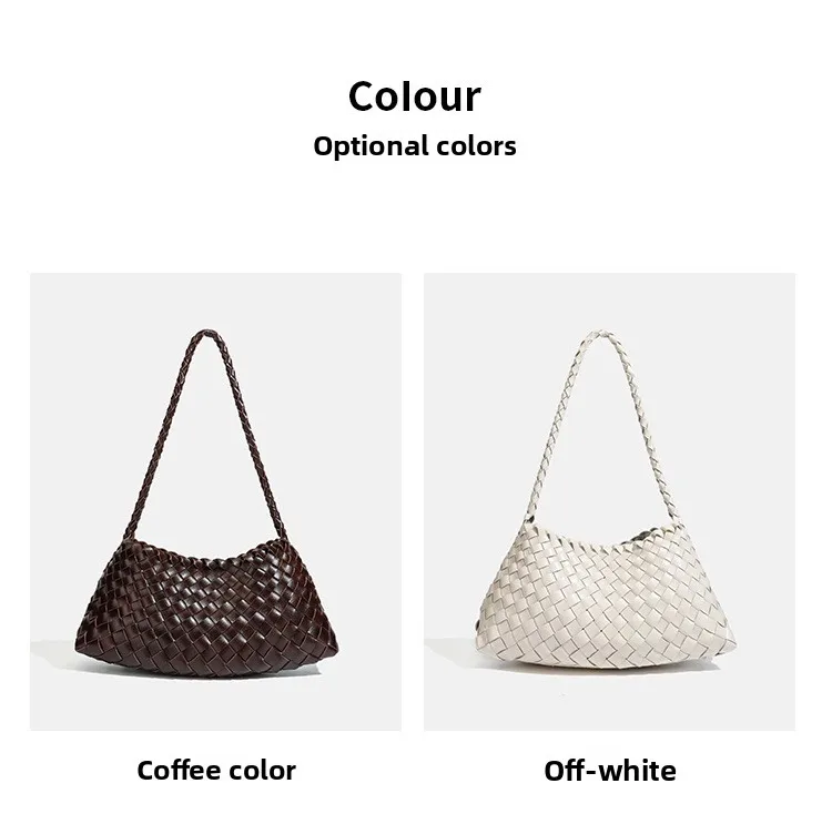 High End Fashion Handbag Messenger Bag with Large Inner Pocket, Popular Pure Hand Woven Bag for Women Tote Shoulder Underarm Bag