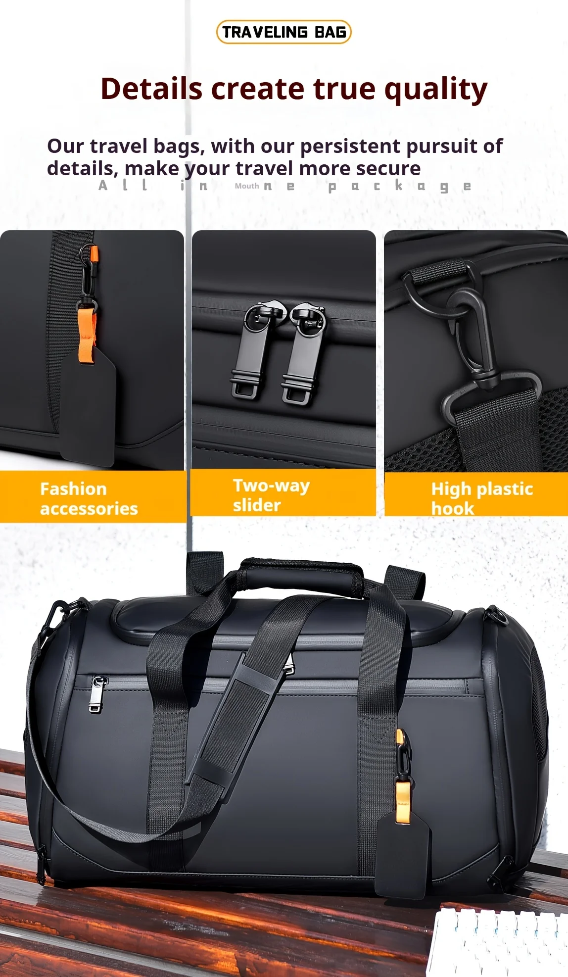 Large Capacity Carry on Travel Bag for Men Spacious Sports Gym Bag with Multiple Compartments Weekend Overnight Duffel Bag