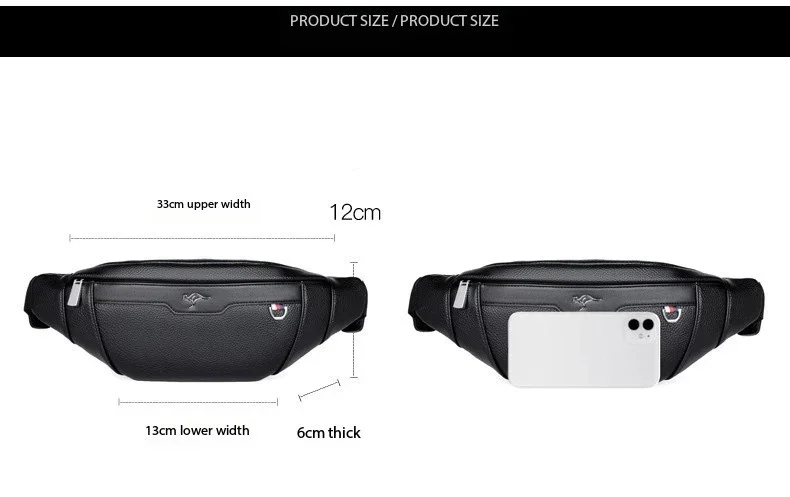 Business Leather Waist Bag Multifunctional Workout Traveling Running Crossbody Casual Wallets Waist Pack Phone Bag Man Chest Bag