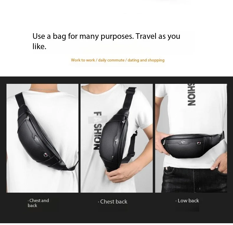 Business Leather Waist Bag Multifunctional Workout Traveling Running Crossbody Casual Wallets Waist Pack Phone Bag Man Chest Bag