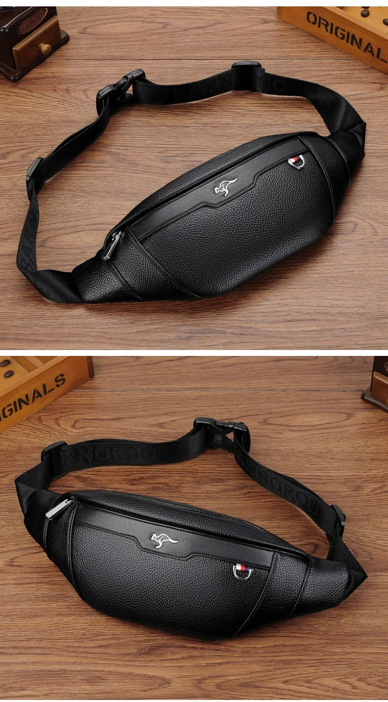 Business Leather Waist Bag Multifunctional Workout Traveling Running Crossbody Casual Wallets Waist Pack Phone Bag Man Chest Bag